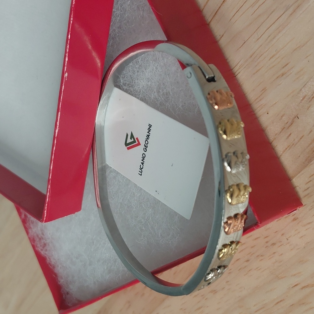 Lucano Geovanni Stainless Steel Elephant Bangle - Picture 2 of 4